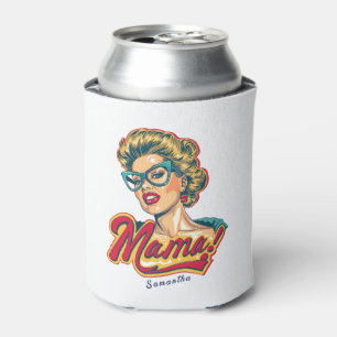 Personalisiert Retro Mama Pop Art 2 Dosenkühler