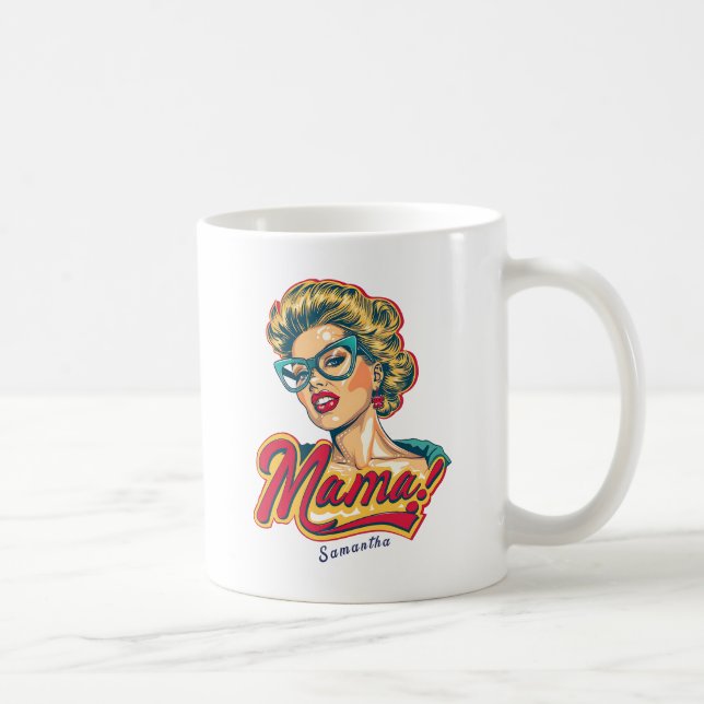 Personalisiert Retro Mama Pop Art 2 Kaffeetasse (Rechts)