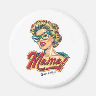Personalisiert Retro Mama Pop Art 2 Magnet