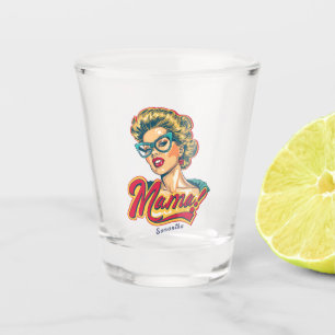 Personalisiert Retro Mama Pop Art 2 Schnapsglas