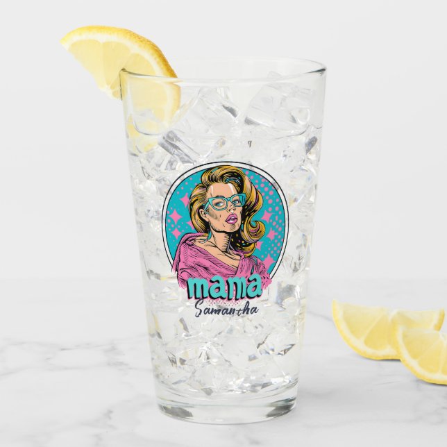 Personalisiert Retro Mama Pop Art. 8 Glas (Vorderseite Ice)