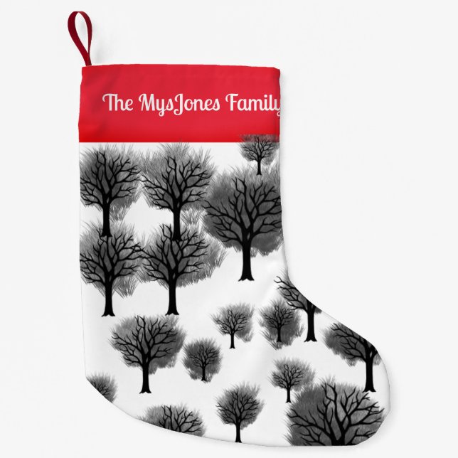 Personalisiert Retro Minimalistische Schwarze Holi Kleiner Weihnachtsstrumpf (Vorderseite)