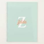 Personalisiert Retro Monogram Minze Green Orange 2 Planer<br><div class="desc">Dieses personalisierte Design zeichnet sich durch einen weißen Monogramm Initial- und Cantaloupe-Orange Retro-Skriptnamen auf einem Meeresgrün Hintergrund aus.</div>