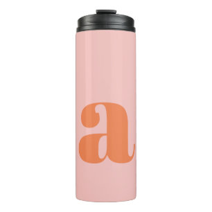 Personalisiert Retro Monogramm Bridesmaid Pink Ora Thermosbecher