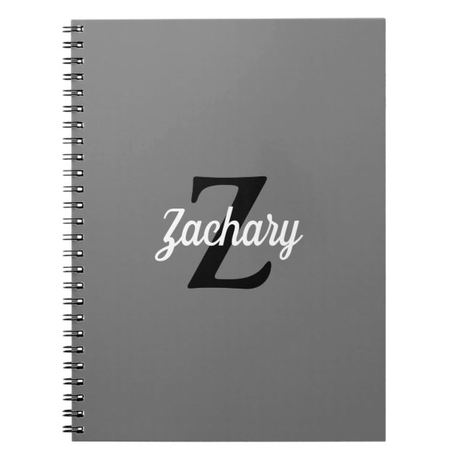 Personalisiert Retro Monogramm Grau Schwarz-weiß Notizblock (Vorderseite)