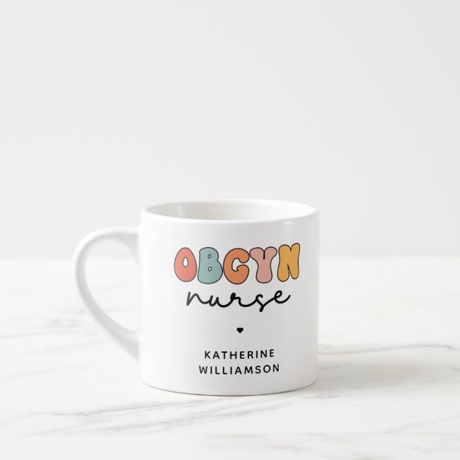 Personalisiert Retro OBGYN Nurse Espressotasse (Links)