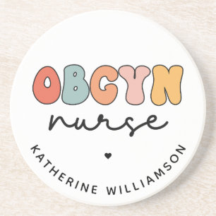 Personalisiert Retro OBGYN Nurse Getränkeuntersetzer