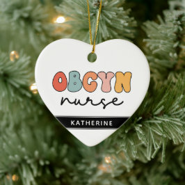 Personalisiert Retro OBGYN Nurse Keramik Ornament