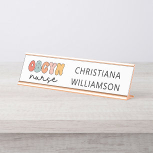 Personalisiert Retro OBGYN Nurse Schreibtischnamensplakette