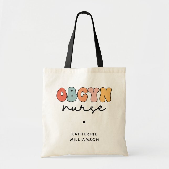 Personalisiert Retro OBGYN Nurse Tragetasche (Vorne)
