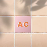 Personalisiert Retro Orange und Pink Monogramm Fliese<br><div class="desc">Personalisierte Retro-Orange- und rosa Monogramm-Dekorative Fliesen</div>