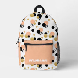 Personalisiert Retro Polka Dot Peach Bedruckter Rucksack