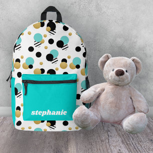 Personalisiert Retro Polka Dot Türkis Bedruckter Rucksack
