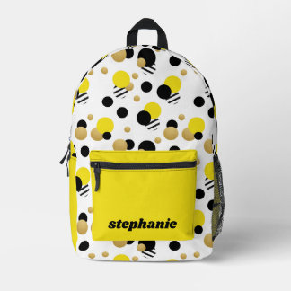 Personalisiert Retro Polka Dot Yellow Bedruckter Rucksack
