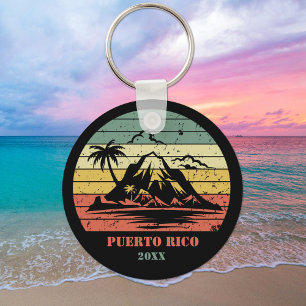 Personalisiert Retro Puerto Rico Schlüsselanhänger