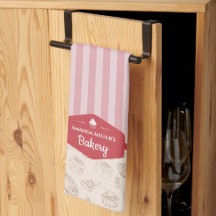 Personalisiert Retro Rosa Streifen Bäckerei Küchen