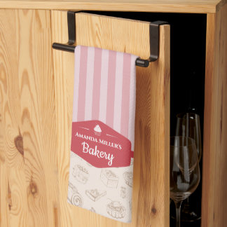Personalisiert Retro Rosa Streifen Bäckerei Küchen Geschirrtuch