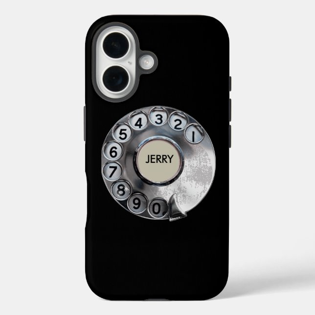 Personalisiert Retro Rotary iPhone 16 Hülle (Rückseite)
