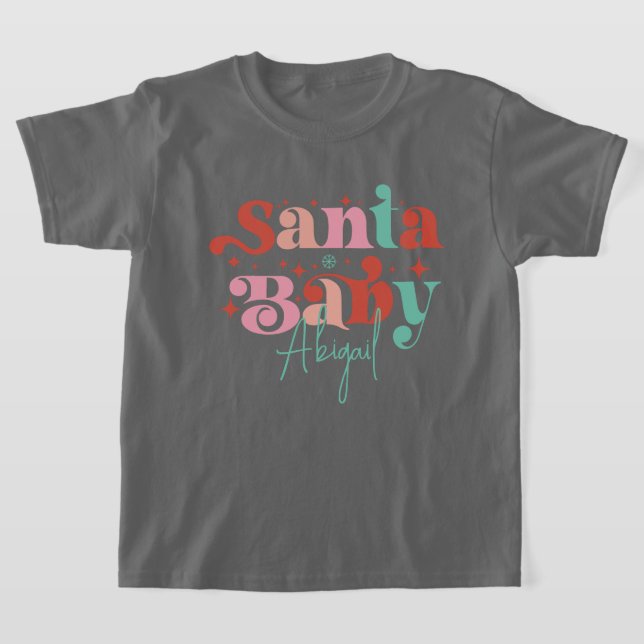 Personalisiert Retro Santa Baby Tshirt (Ablage )