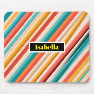 Personalisiert Retro Stripte Mousepad   Bunt