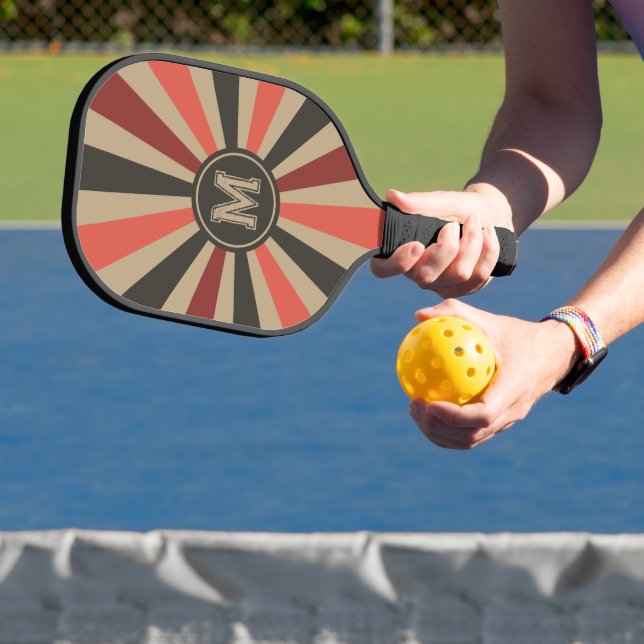 Personalisiert Retro Sunburst - Route 66 Farbe Pickleball Schläger (InSitu)