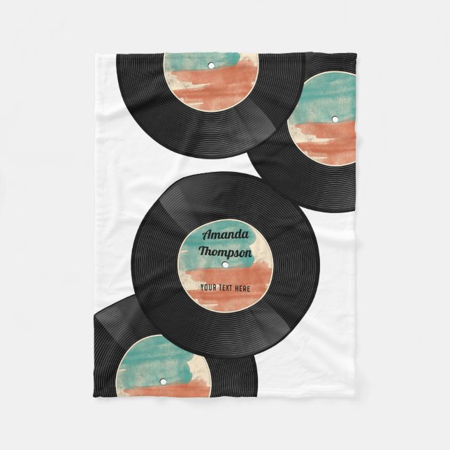 Personalisiert Retro Vinyl Record Music Album Fleecedecke (Vorderseite)