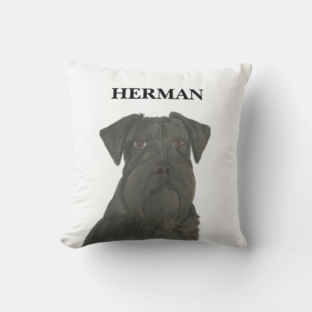 Personalisiert Reversible Black Schnauzer Kissen (Vorderseite)