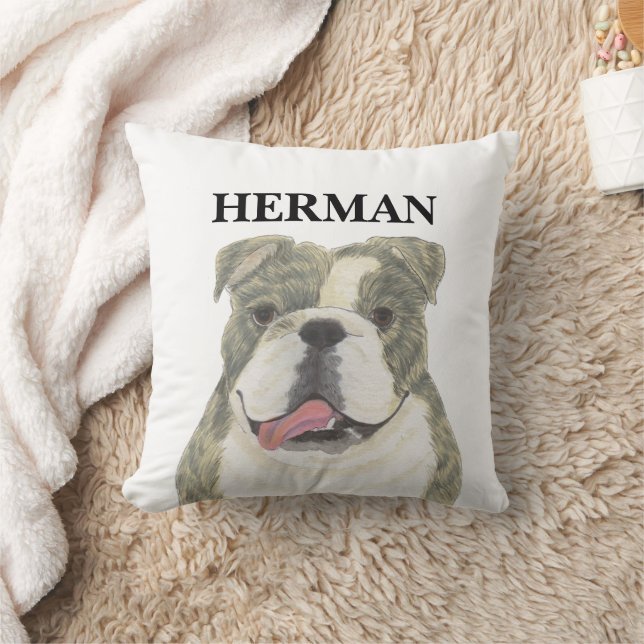 Personalisiert Reversible Brindle English Bulldog Kissen (Decke)