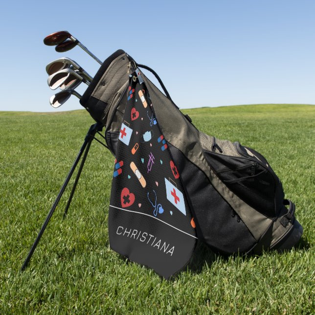 Personalisiert RN Nurse | Medizinisches Muster Golfhandtuch (Gras)