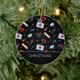 Personalisiert RN Nurse   Medizinisches Muster Keramik Ornament