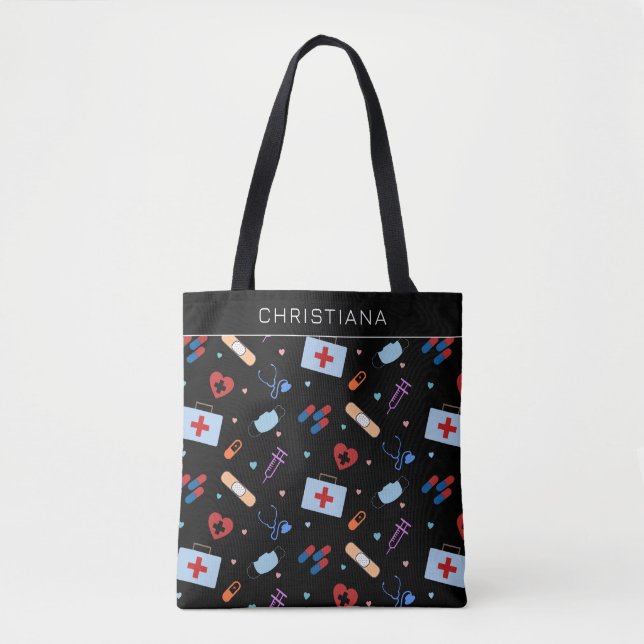 Personalisiert RN Nurse | Medizinisches Muster Tasche (Vorderseite)