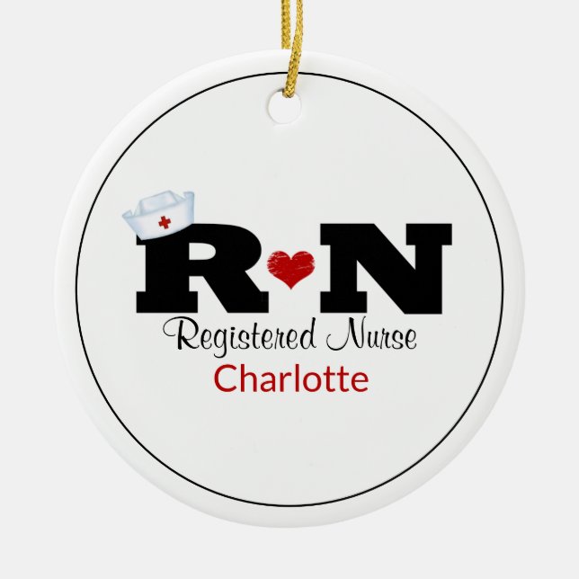 Personalisiert Rn Nurse Weihnachten Keramikornament (Vorne)