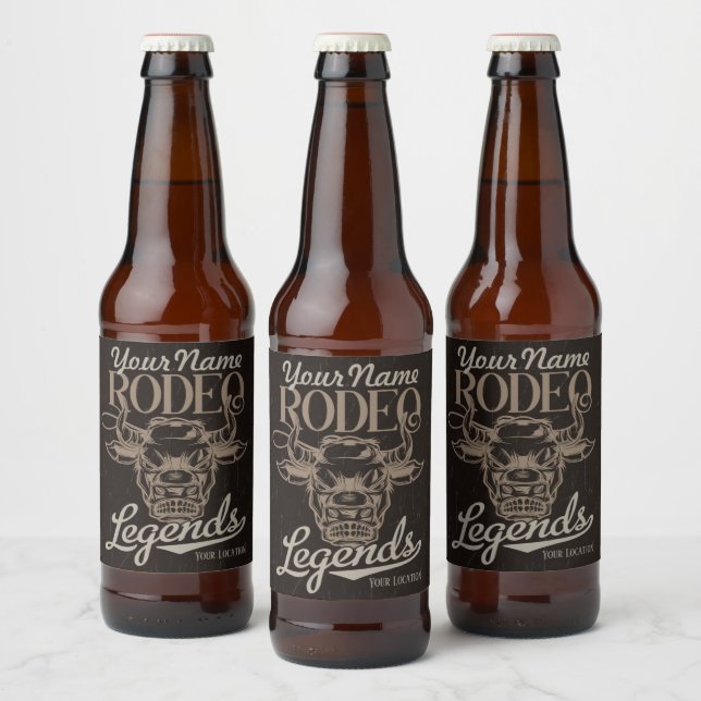Personalisiert Rodeo Old West Steer Roping Legends Bierflaschenetikett (Flaschen)