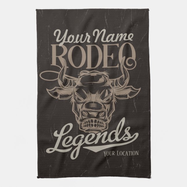 Personalisiert Rodeo Old West Steer Roping Legends Geschirrtuch (Vertikal)