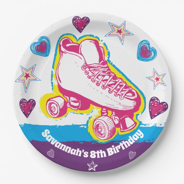 Personalisiert Roller Skaten Birthday Party Teller (Vorderseite)