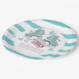 Personalisiert Roller Skaten Pastel Party Pappteller