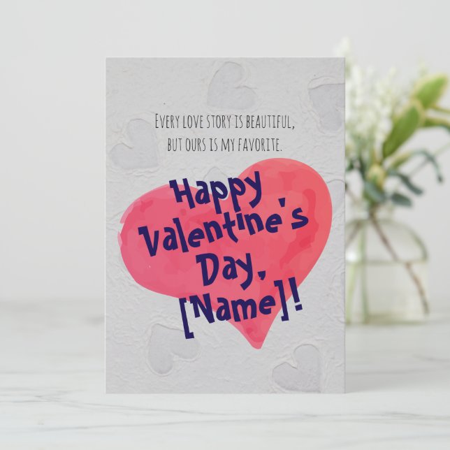 Personalisiert-romantische Valentinstag-Karte Feiertagskarte (Stehend Vorderseite)
