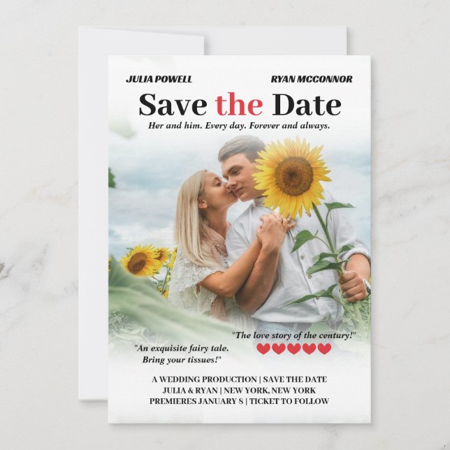 Personalisiert Romcom Poster Foto Save the Date (Vorderseite)