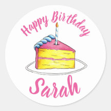 Personalisiert rosa Birthday Party Cake Slice Cand