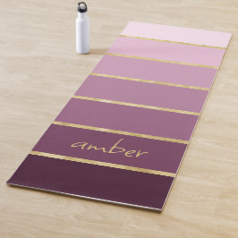 Personalisiert rosa bis weinrot | Goldstreifen Yogamatte