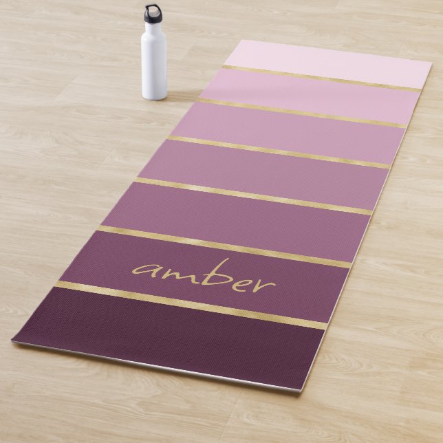 Personalisiert rosa bis weinrot | Goldstreifen Yogamatte (Beispiel)