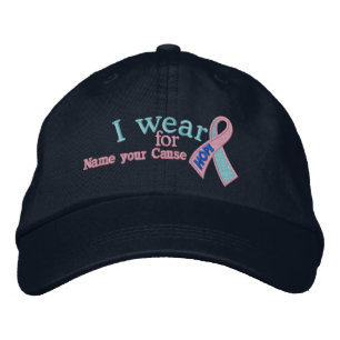 Personalisiert rosa Blauer Hope Cancer Ribbon Text Bestickte Baseballkappe