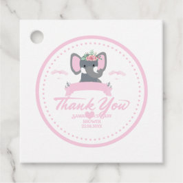 Personalisiert rosa Blumendusche niedlich Elephant Geschenkanhänger
