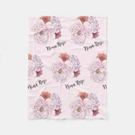 Personalisiert rosa Blumenkids blau mit Namen Fleecedecke