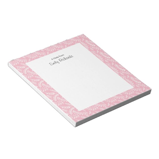 Personalisiert rosa Blumenmuster gemustert Notepad Notizblock (angewinkelt)