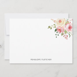 Personalisiert rosa Blüten Moderne Aquarellblume Mitteilungskarte