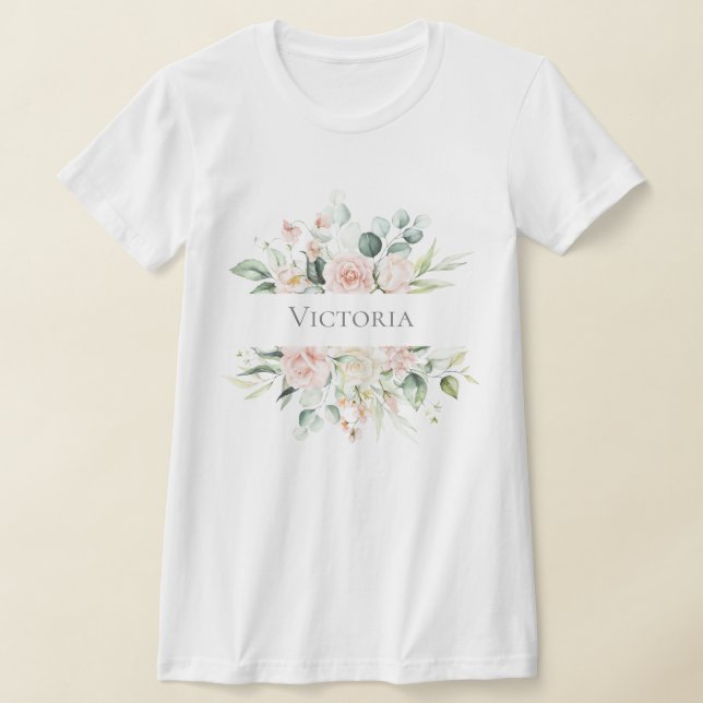 Personalisiert rosa Blütenfarbe Name der Blume  T-Shirt (Ablage )