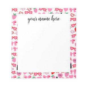Personalisiert rosa Bögen Notepad für Mädchen Notizblock