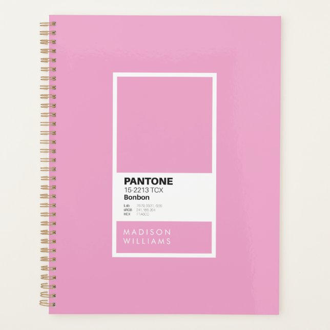 Personalisiert rosa Bonbon-Notebook | Individuelle Planer (Vorderseite)