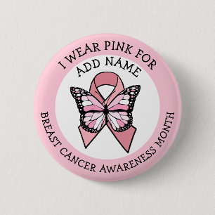 Personalisiert rosa Brustkrebs Monat Bu Button